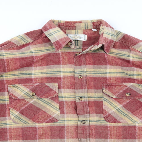 Foster's Mens Red Check   Button-Up Size L