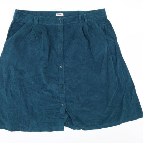 Damart Womens Green  Corduroy A-Line Skirt Size 28