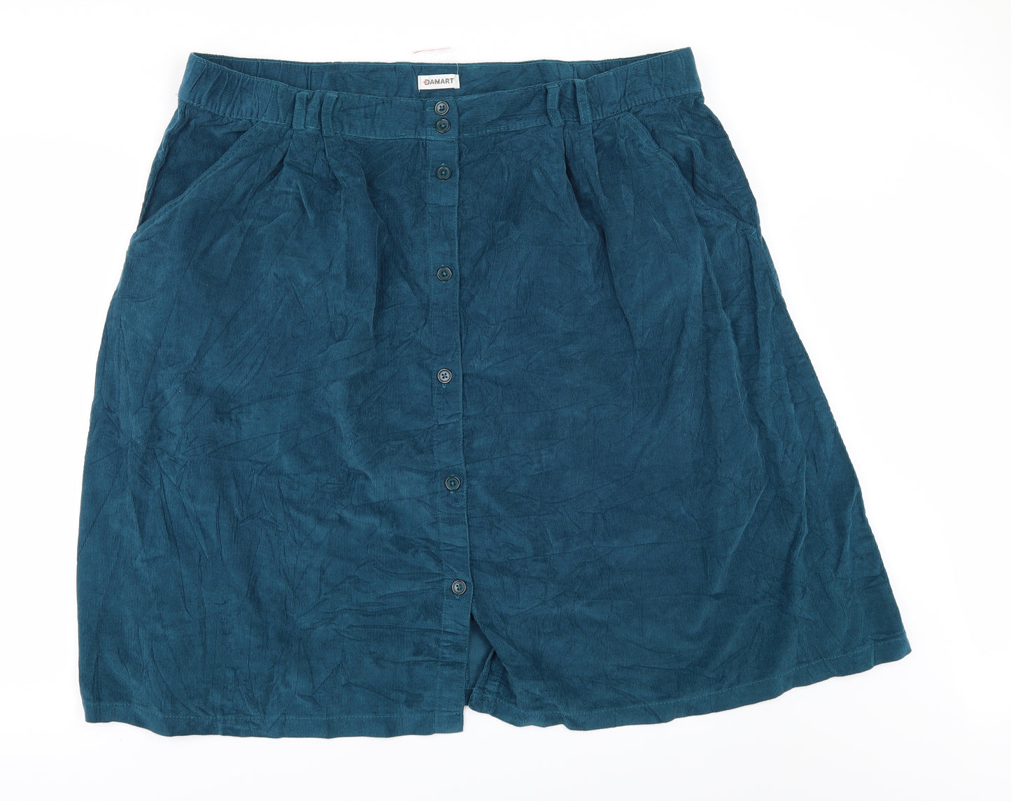 Damart Womens Green  Corduroy A-Line Skirt Size 28
