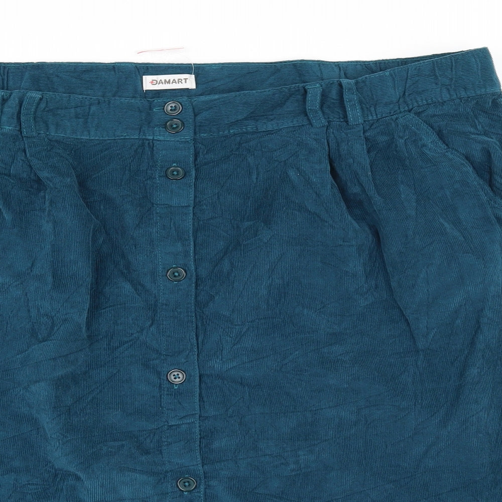 Damart Womens Green  Corduroy A-Line Skirt Size 28