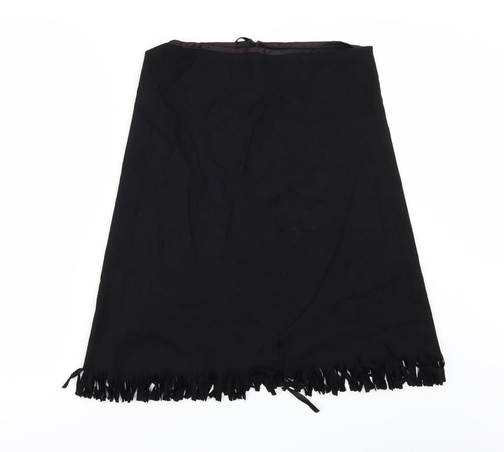 japonica Womens Black A-Line Skirt Size 12 - fringed