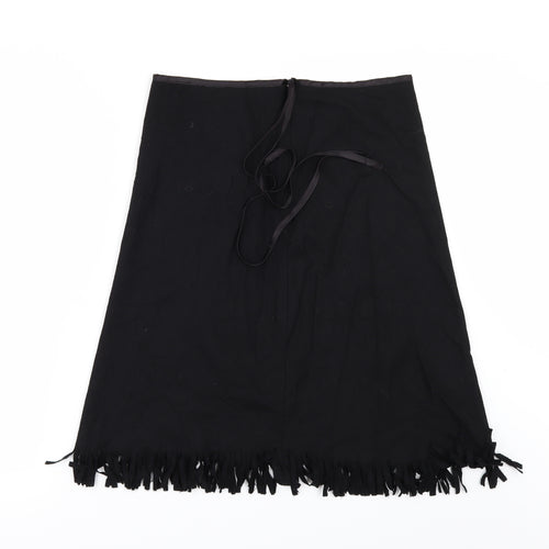 japonica Womens Black   A-Line Skirt Size 12  - fringed