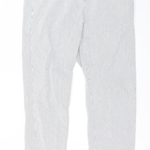 Marks and Spencer Womens White Striped  Trousers  Size 14 L28 in