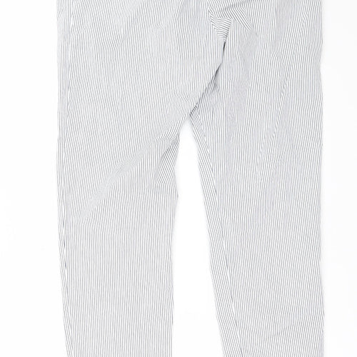 Marks and Spencer Womens White Striped  Trousers  Size 14 L28 in