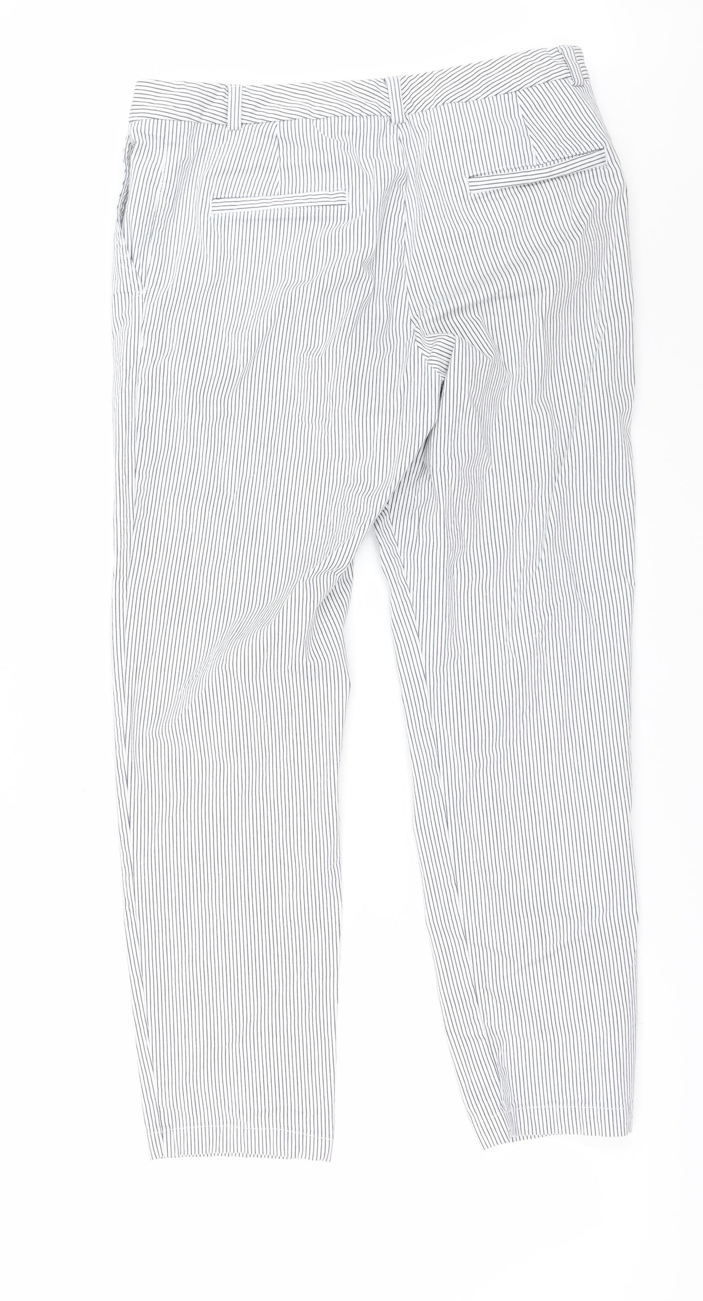 Marks and Spencer Womens White Striped  Trousers  Size 14 L28 in