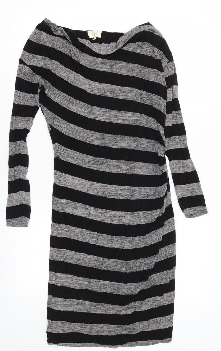 Linea Womens Grey Striped Bodycon Size 8
