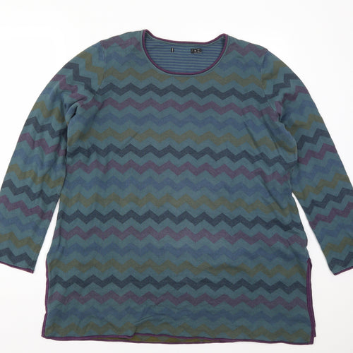 Preworn Womens Blue Geometric  Pullover Jumper Size XL  - Zig Zag