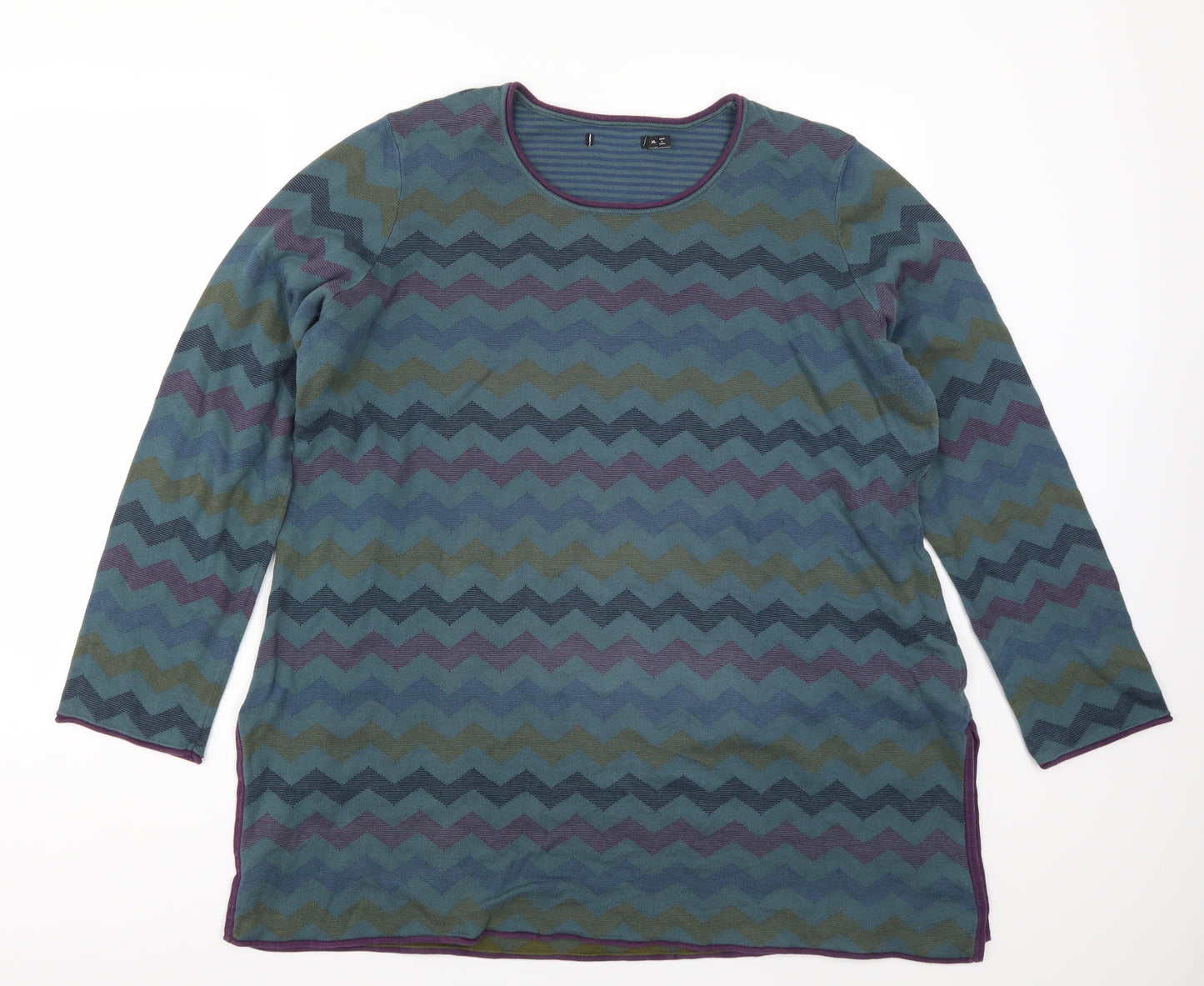 Preworn Womens Blue Geometric  Pullover Jumper Size XL  - Zig Zag