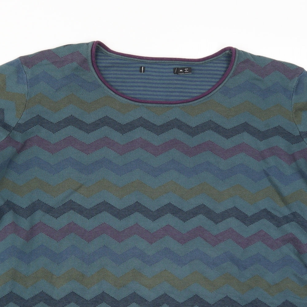 Preworn Womens Blue Geometric  Pullover Jumper Size XL  - Zig Zag