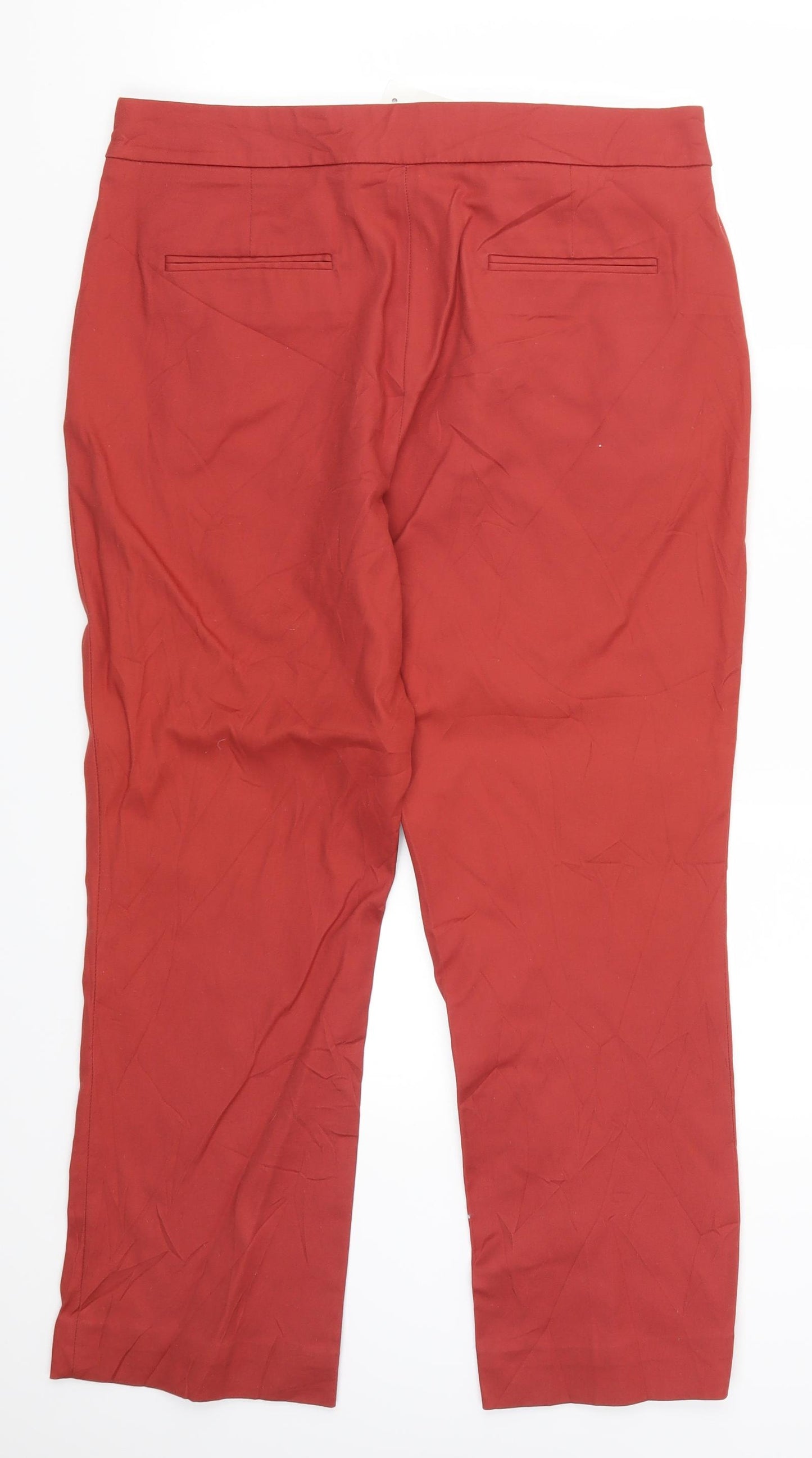 Long Tall Sally Womens Red   Cropped Trousers Size 16 L27 in
