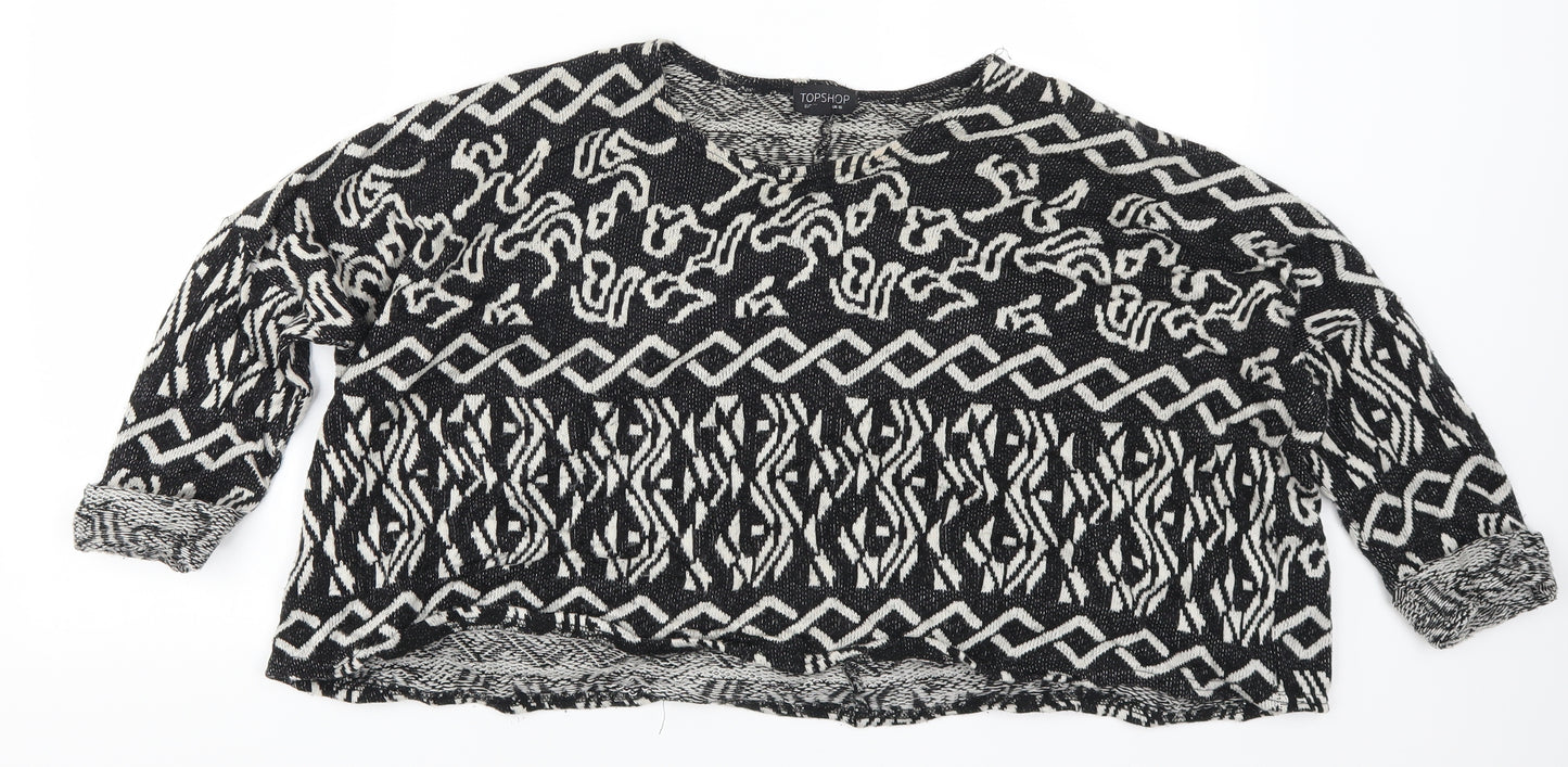 Topshop Womens Black Geometric  Pullover Jumper Size 10