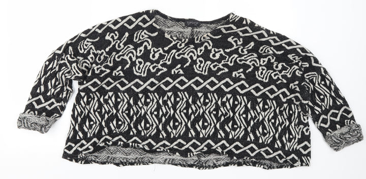 Topshop Womens Black Geometric  Pullover Jumper Size 10