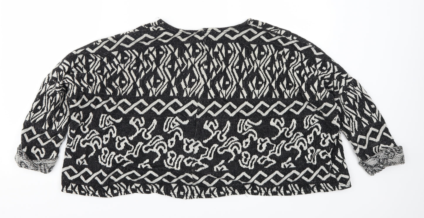 Topshop Womens Black Geometric  Pullover Jumper Size 10