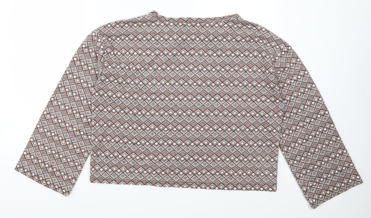 Innocence Womens Beige Geometric  Basic T-Shirt Size 12