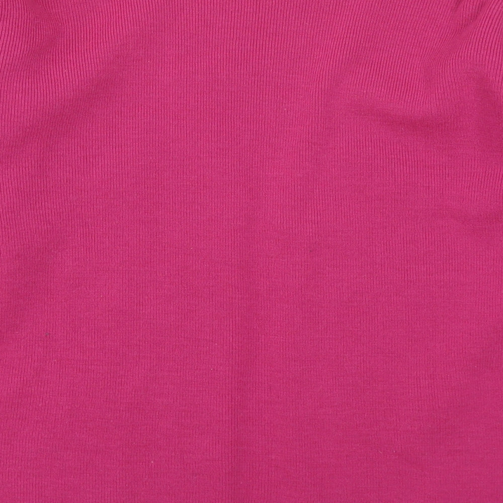 Preworn Womens Pink   Cardigan Jumper Size 14  - Leaf Pattern
