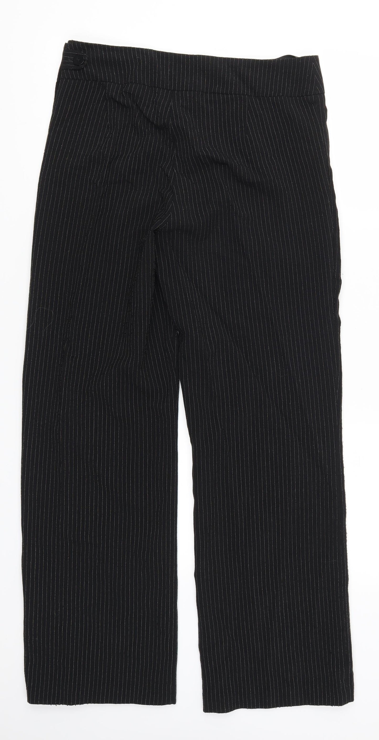 Preworn Womens Black Striped  Trousers  Size 30 in L29 in