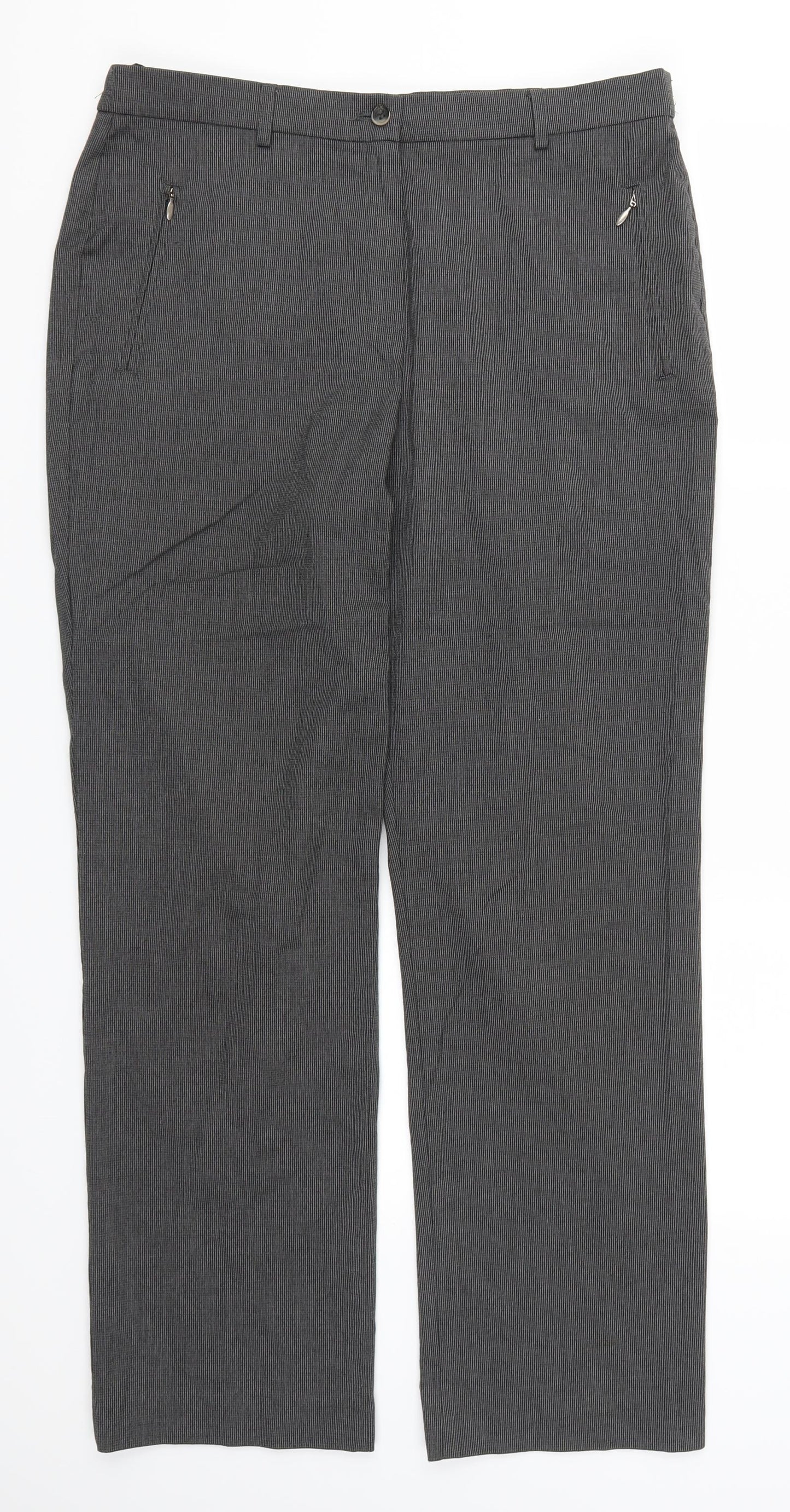 Marks and Spencer Womens Grey Houndstooth  Trousers  Size 14 L28 in