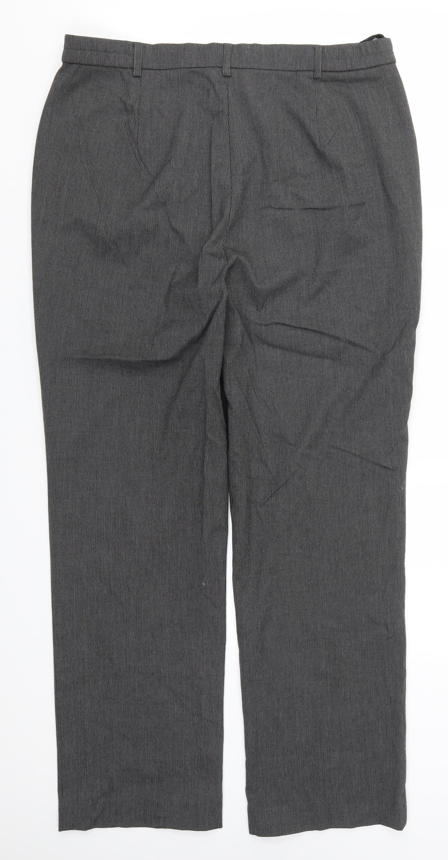 Marks and Spencer Womens Grey Houndstooth  Trousers  Size 14 L28 in