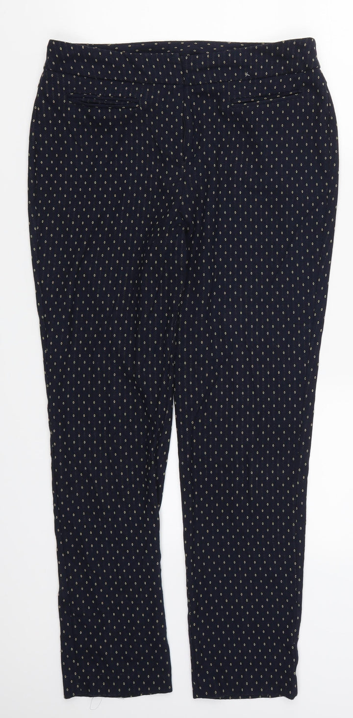 Bonmarché Womens Blue Geometric  Trousers  Size 10 L26 in