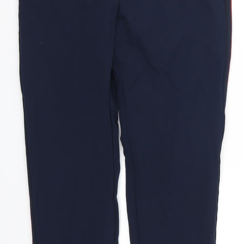 Marks and Spencer Womens Blue Striped  Trousers  Size 10 L28 in - Red Side Stripe