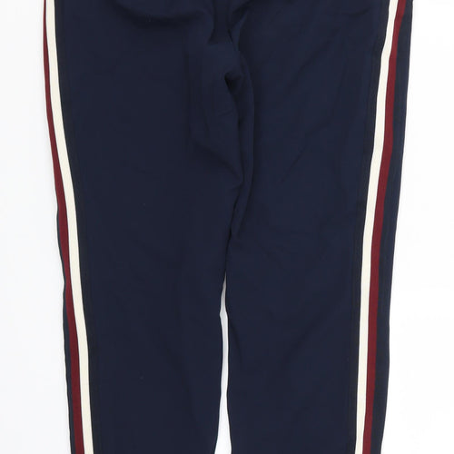 Marks and Spencer Womens Blue Striped  Trousers  Size 10 L28 in - Red Side Stripe