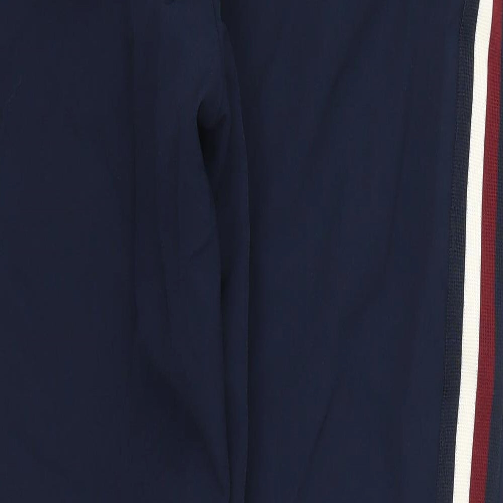 Marks and Spencer Womens Blue Striped  Trousers  Size 10 L28 in - Red Side Stripe