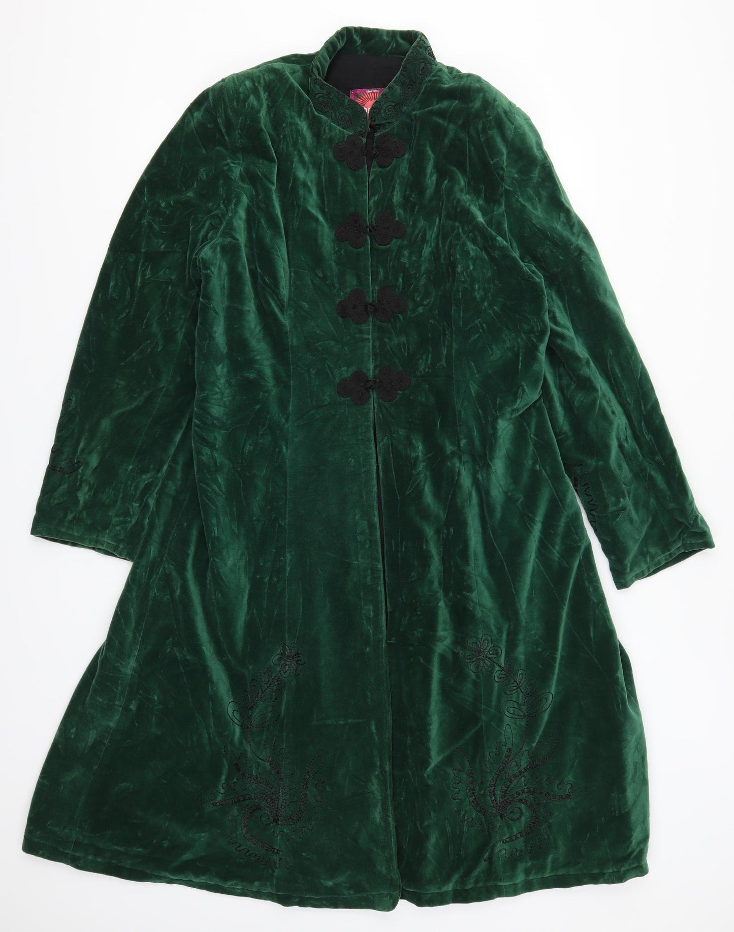 Nomads Womens Green Floral  Overcoat Coat Size L