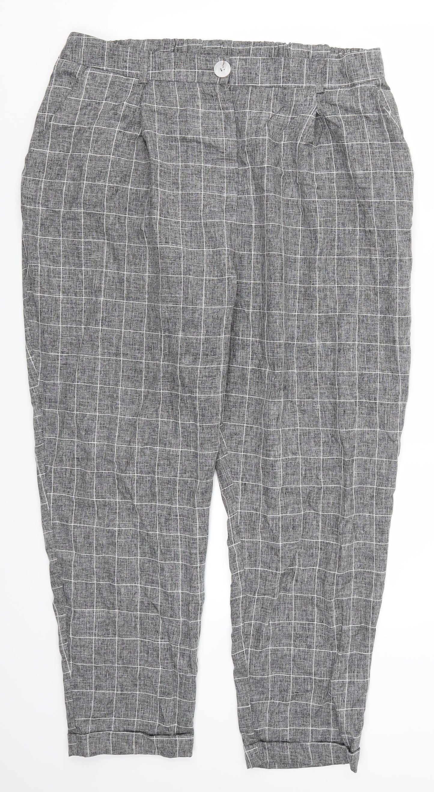 Primark Womens Grey Check  Trousers  Size 18 L26 in