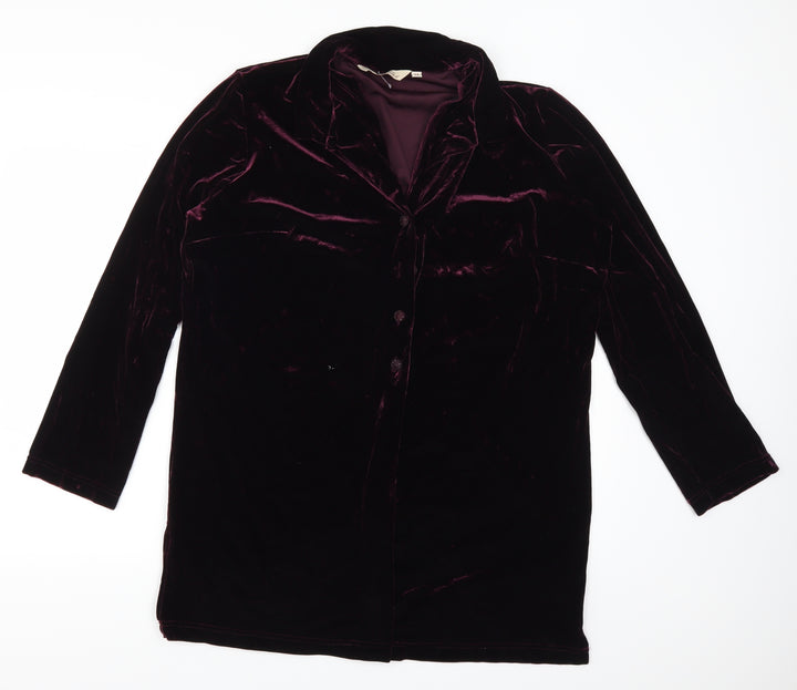EWM Womens Purple Basic Button-Up Size 16