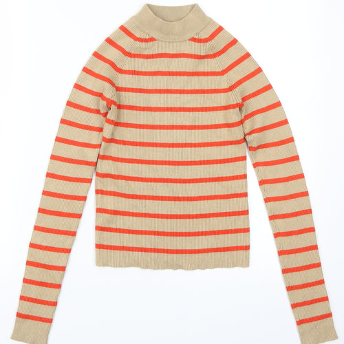 Bikbok Womens Beige Striped  Pullover Jumper Size S  - Red Stripes