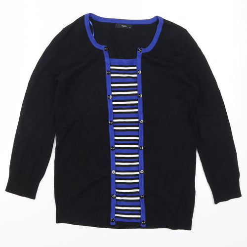 Marks and Spencer Womens Black Striped  Pullover Jumper Size 8  - Blue Stripes