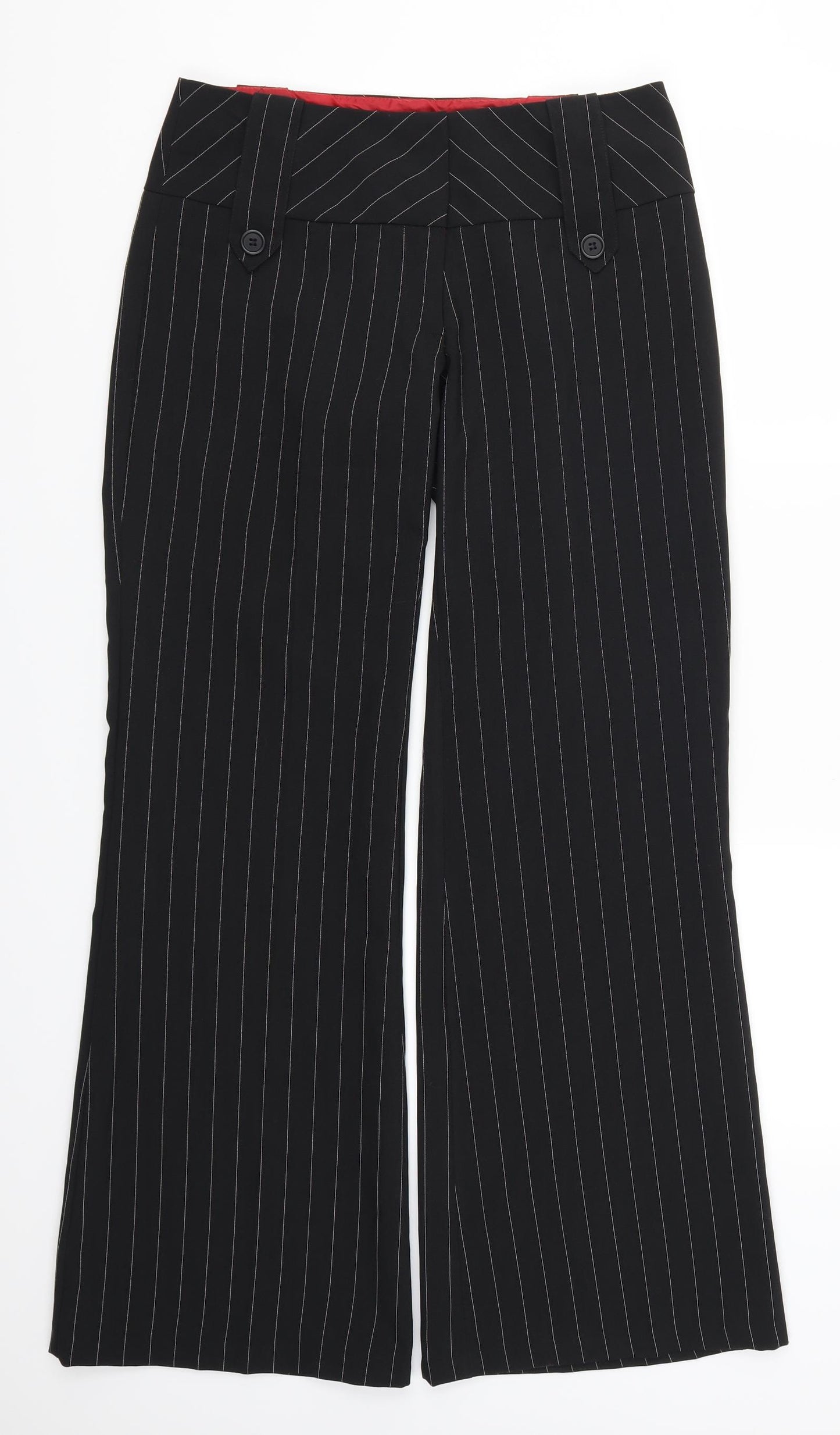 Select Womens Black Striped  Trousers  Size 12 L31 in