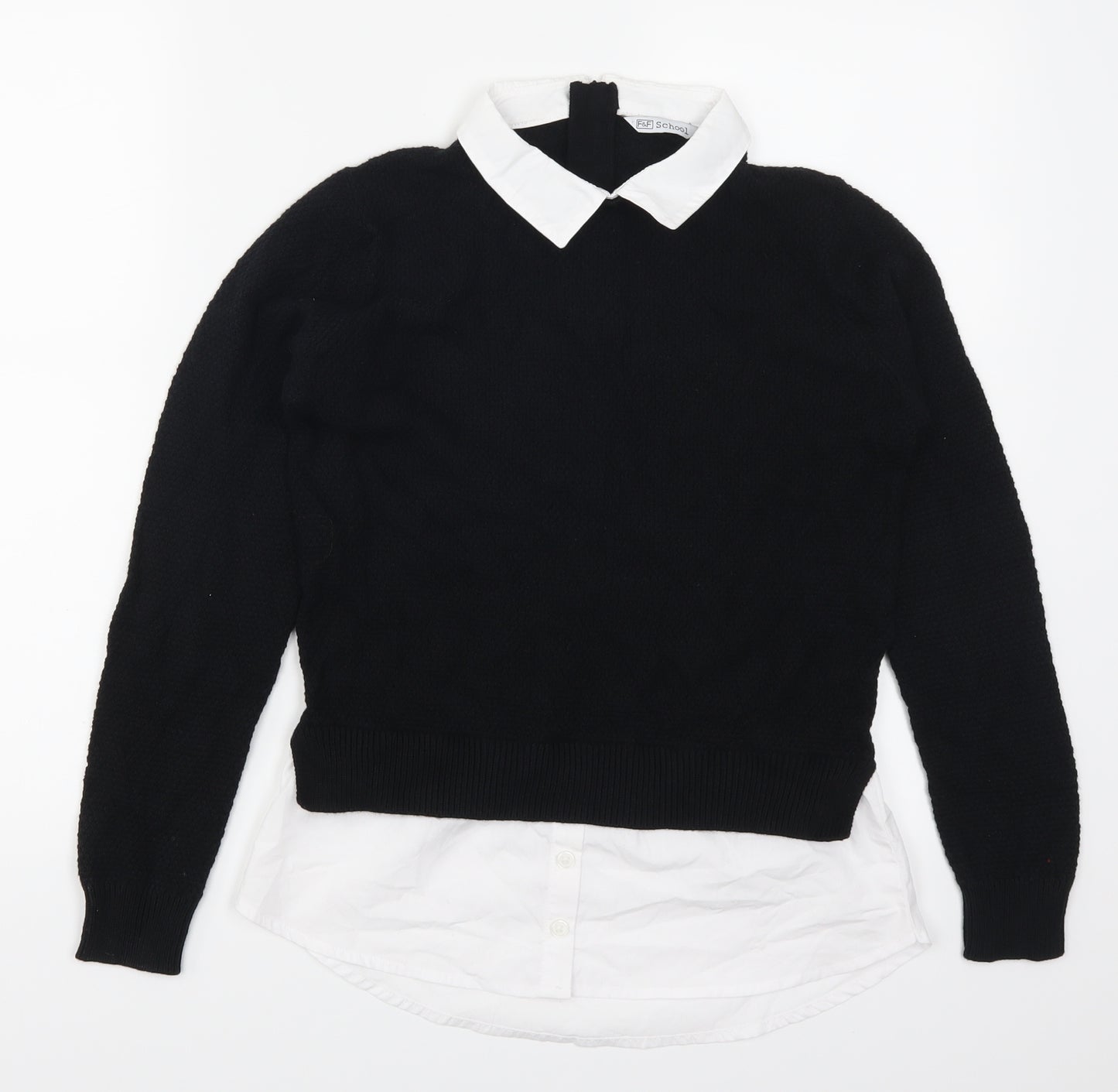 F&F Girls Black   Pullover Jumper Size 11-12 Years