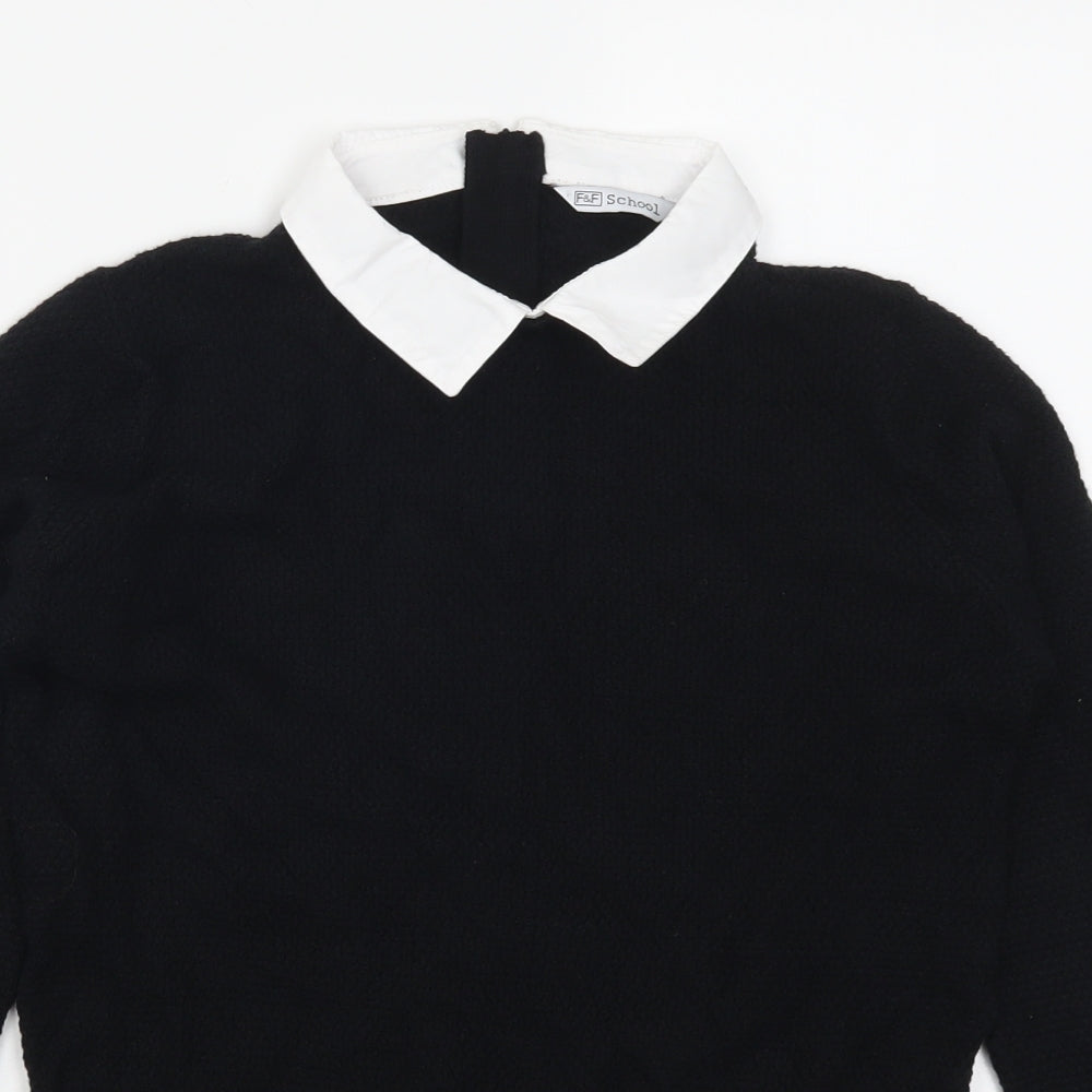 F&F Girls Black   Pullover Jumper Size 11-12 Years
