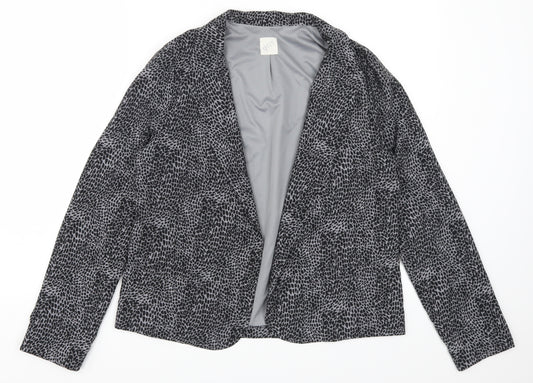 Front view of George women’s grey animal print jacket, size UK 12