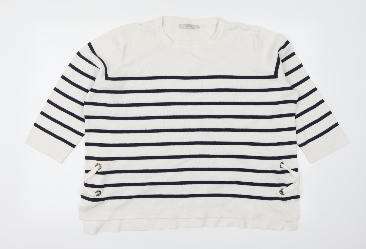 George Womens White Striped  Pullover Jumper Size 16