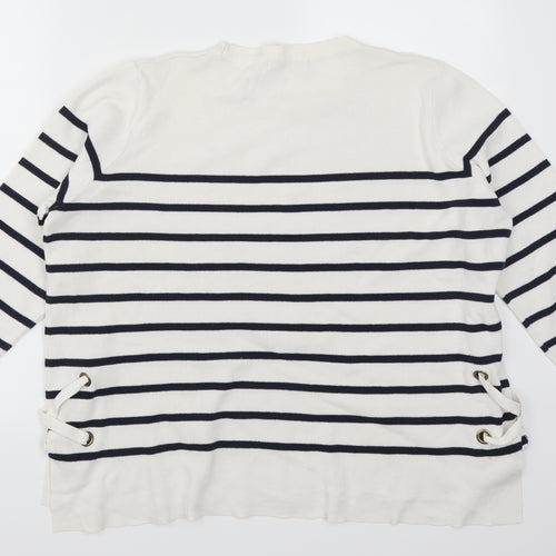 George Womens White Striped  Pullover Jumper Size 16