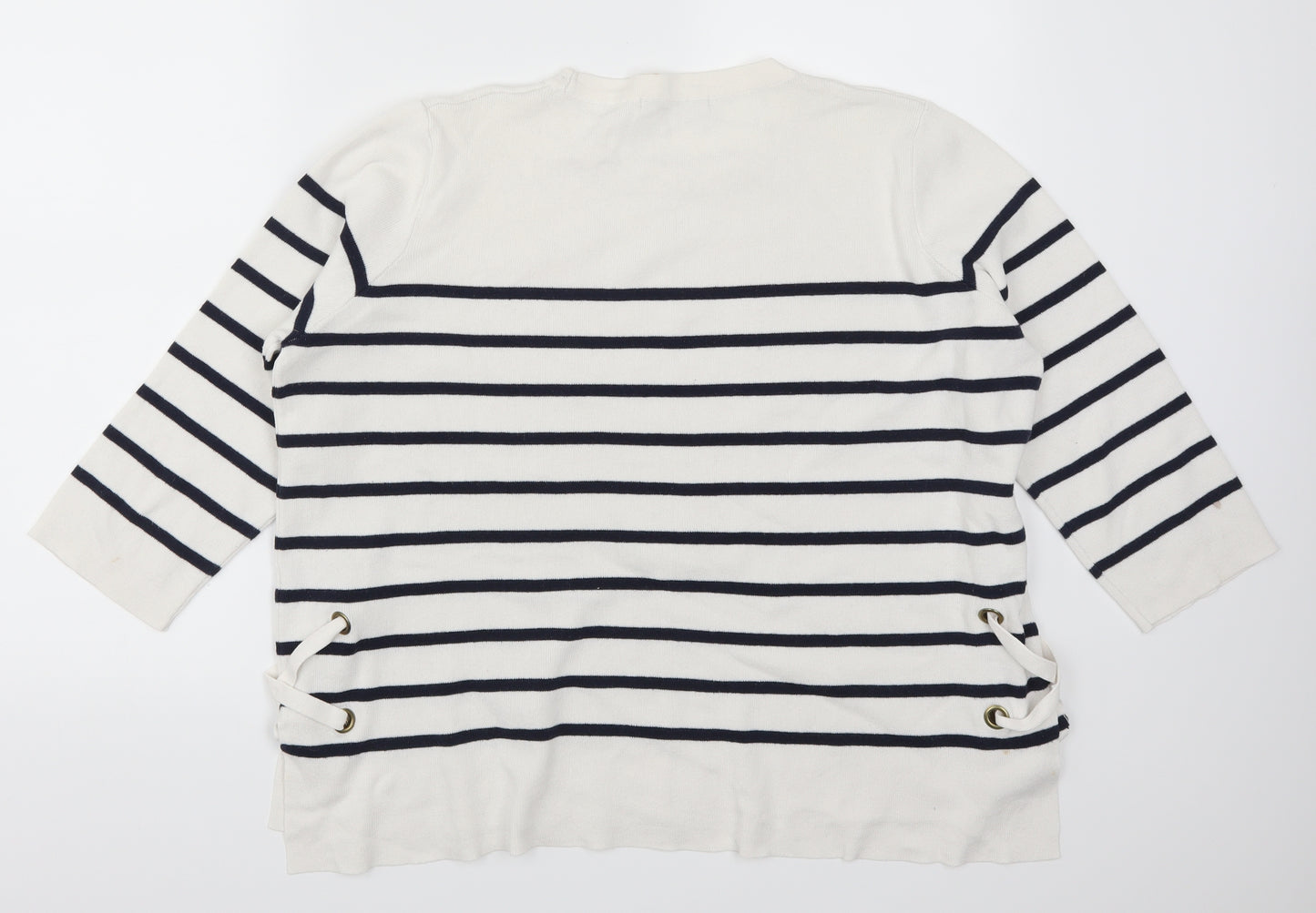 George Womens White Striped  Pullover Jumper Size 16