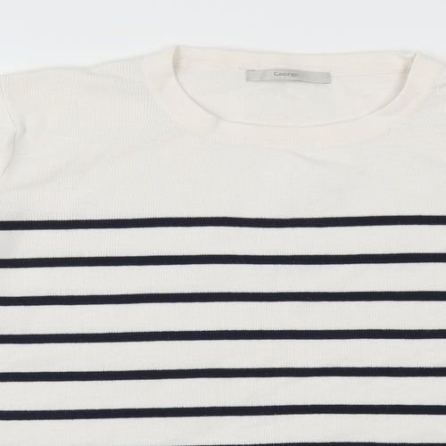 George Womens White Striped  Pullover Jumper Size 16