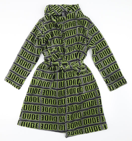 Front view of Tilt boys’ green solid robe, size 10, years - dude