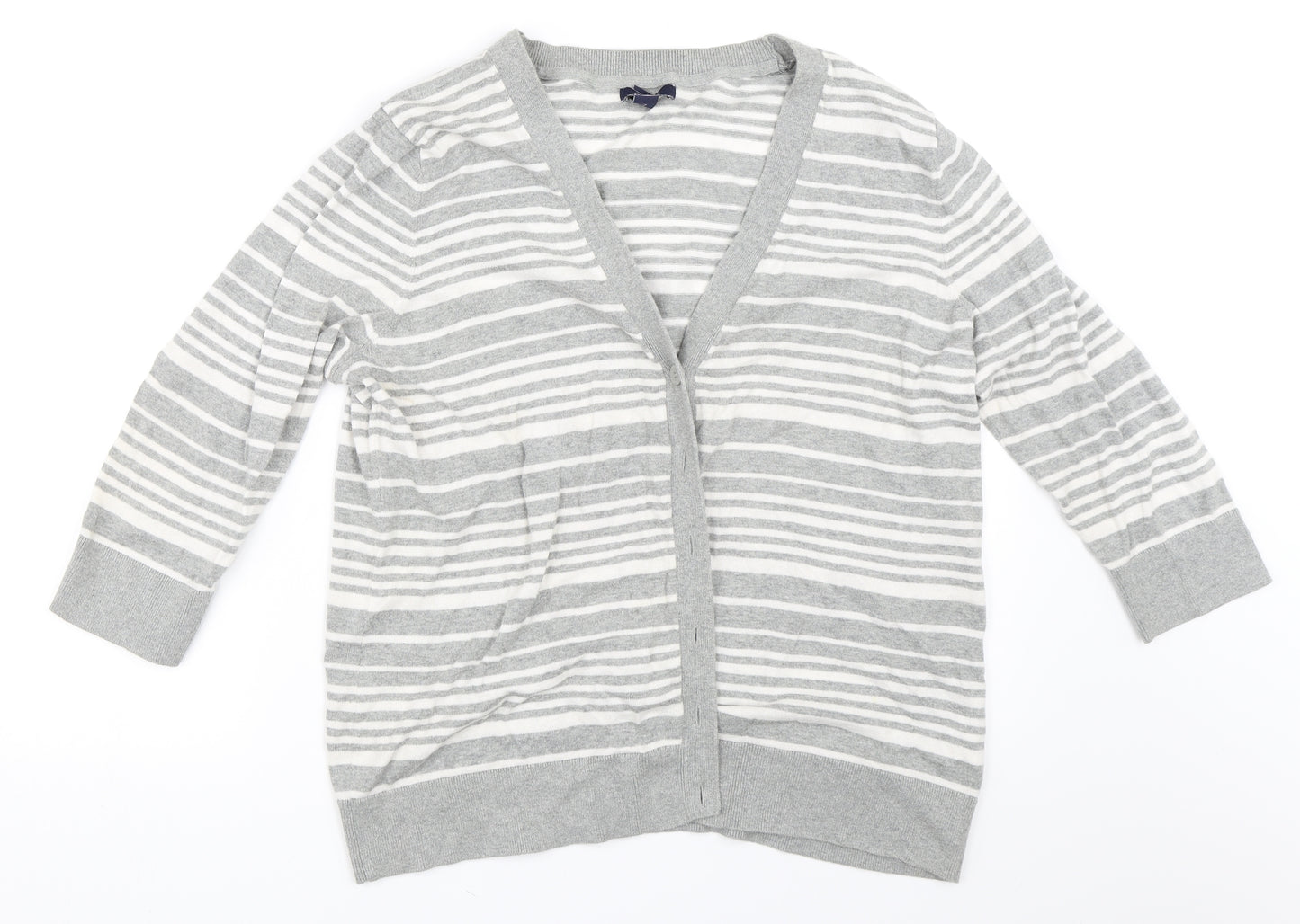 Gap Womens Grey Striped  Cardigan Jumper Size XL