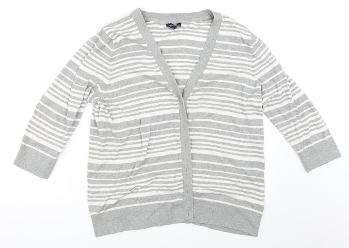 Gap Womens Grey Striped  Cardigan Jumper Size XL
