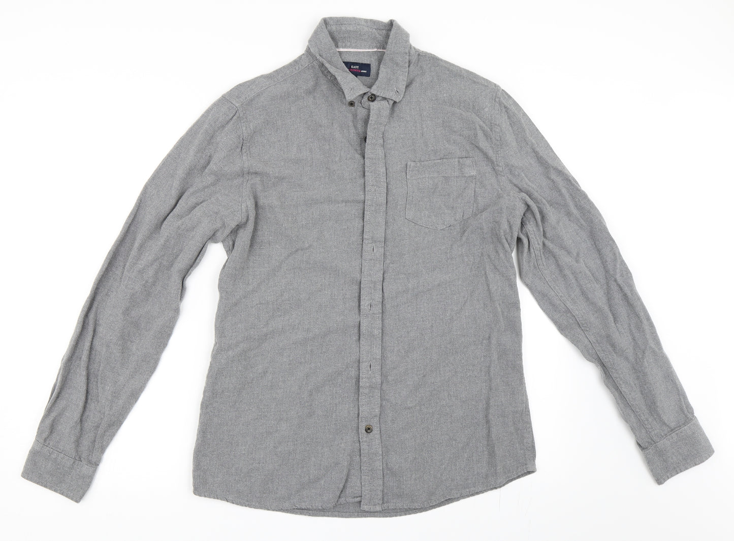 Easy Mens Grey    Button-Up Size M