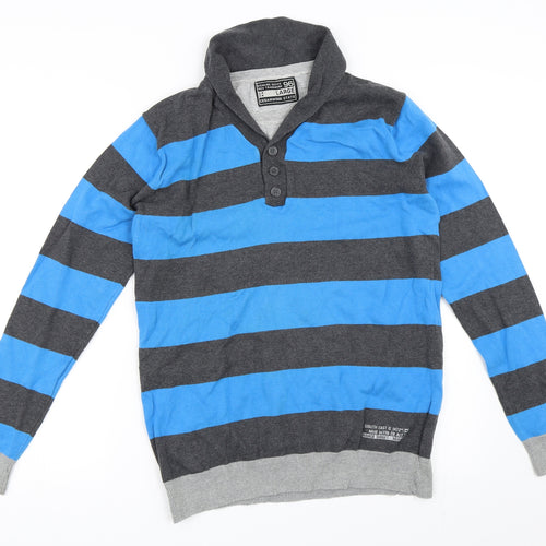 Cedar Wood State Mens Blue Striped  Pullover Jumper Size L