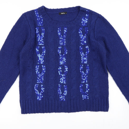 M&Co Womens Blue   Pullover Jumper Size M