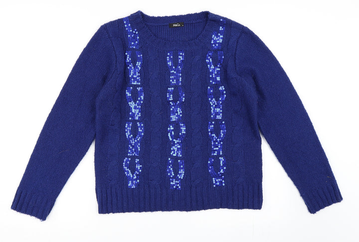 M&Co Womens Blue Pullover Jumper Size M