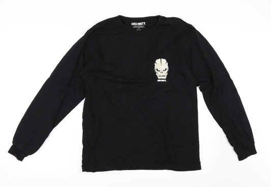 Front view of Primark men’s black t-shirt, size S, - call of duty cod