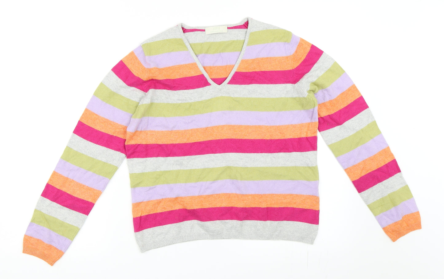 Marks and Spencer Womens Grey Striped  Pullover Jumper Size 14