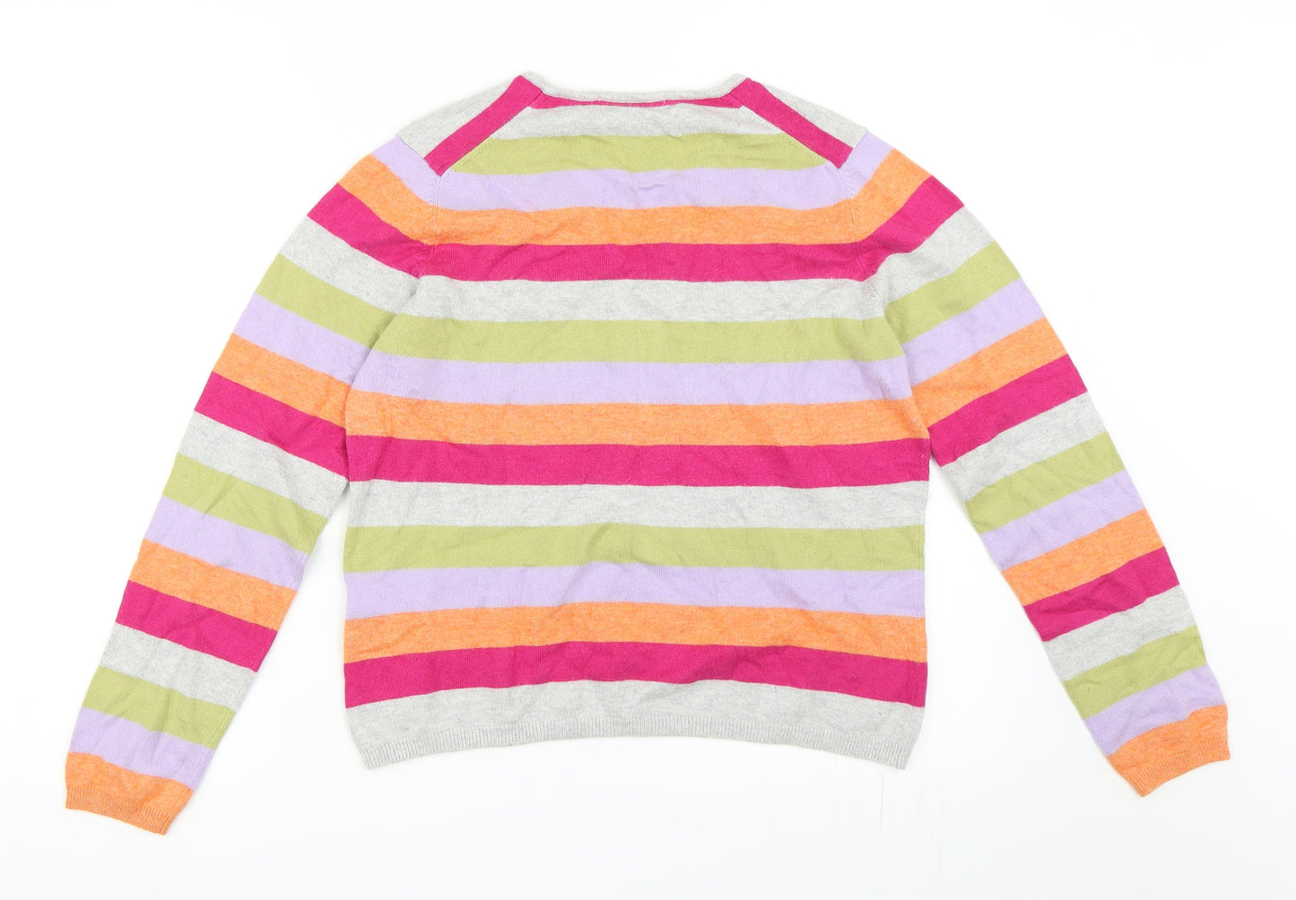 Marks and Spencer Womens Grey Striped  Pullover Jumper Size 14