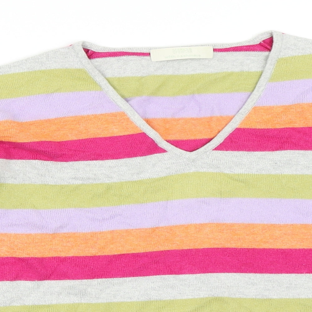 Marks and Spencer Womens Grey Striped  Pullover Jumper Size 14